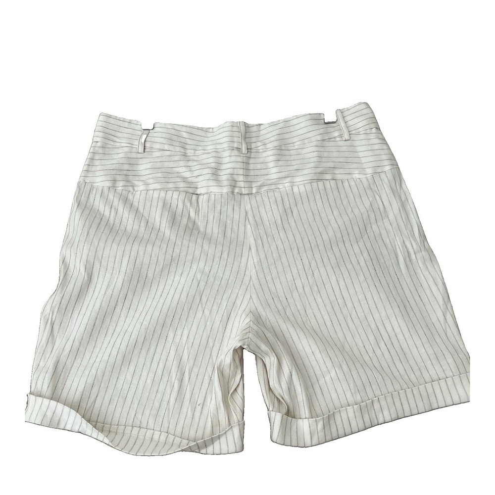 NEW Frame Pleated Cuff Linen Blend Twill Blanc Multi Pinstriped Shorts 8 - Picture 2 of 8